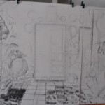 2.4 Pastora 4 se trata de un diptico de 125-75x120 en tabla .Dibujo a carboncillo a tamano real